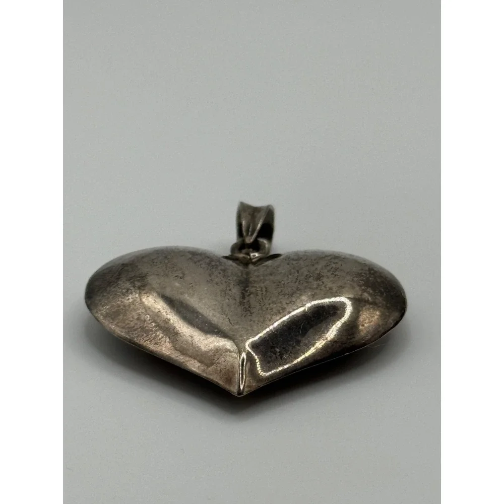 Vintage Sterling Silver 925 Puffy Heart Pendant